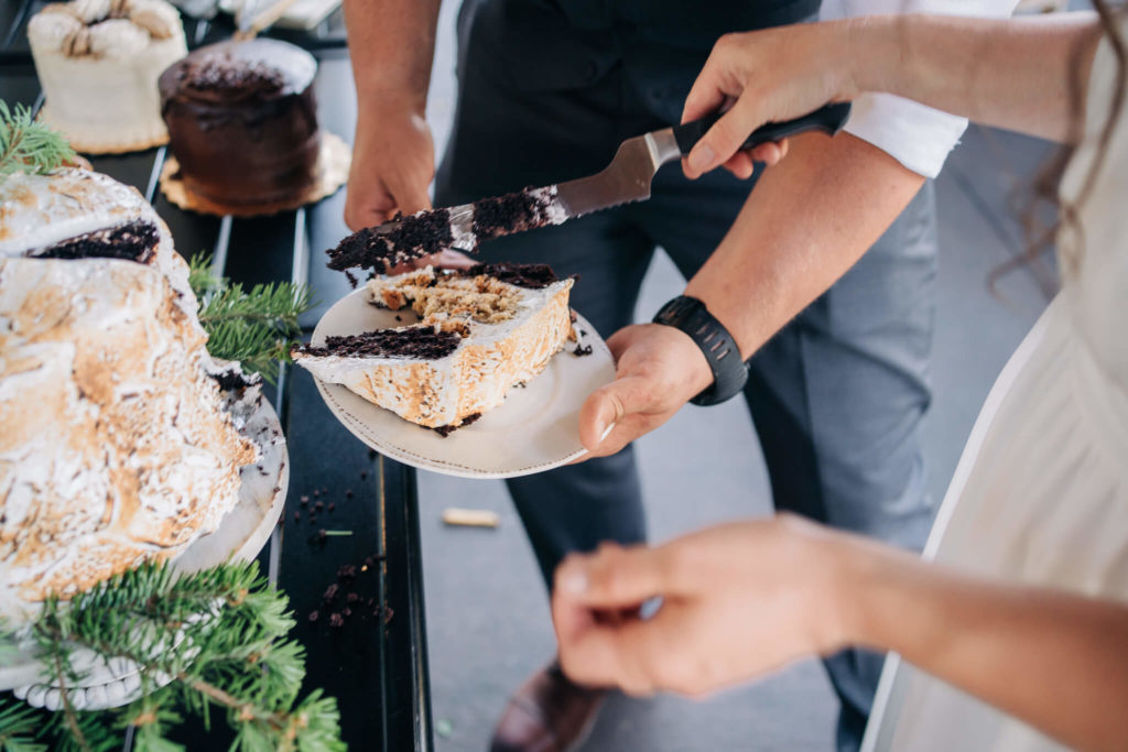 cutting the cake